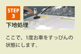 STEP3 下地処理 ここで1度お車をすっぴんの状態にします。