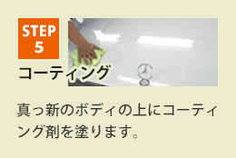 STEP5 コーティング 真っ新のボディの上にコーティング剤を塗ります。